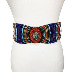 Topshop Beaded Intricate Southwestern Shell Belt M/L
